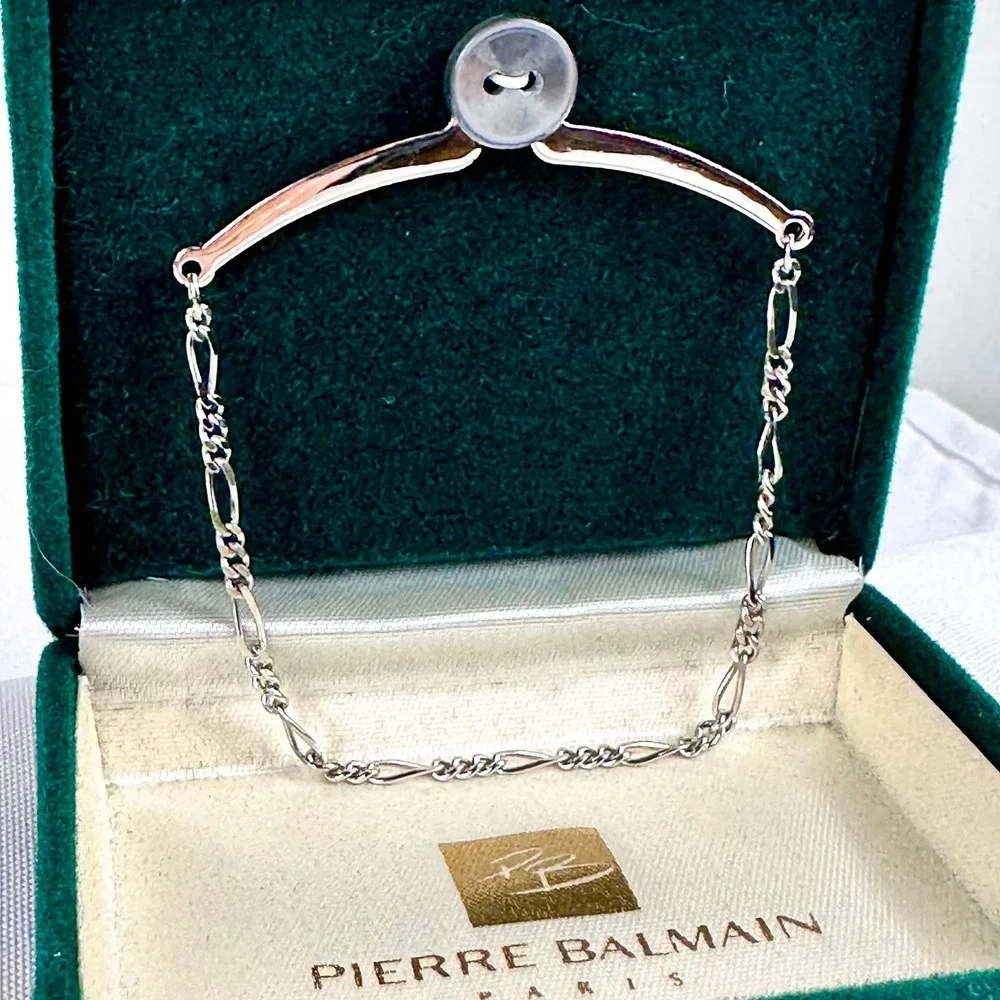 Vintage Pierre Balmain Tie Chain in Original Box – 1970s Men's Formal Accessory - Picture 3 of 8